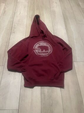 California Bear Hooded Sweatshirt - Burgundy - Kids XL